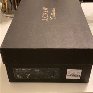 J.Crew Velvet Mary Jane pumps with jewel detail.